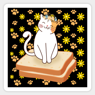 Cat Lovers Cat Flower Toast Sticker